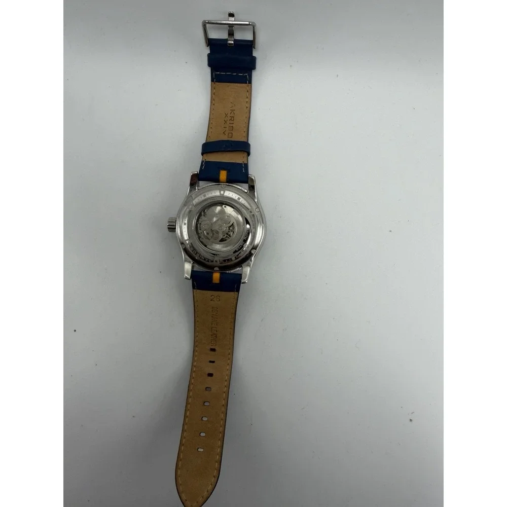 Akribos XXIV Automatic AK476BU Mens Working Skeleton Watch 48MM 8